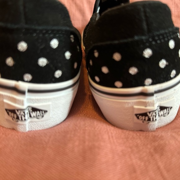 Vans~Black with white polka dots. Slip ons, Size 9 in women. - Picture 6 of 6